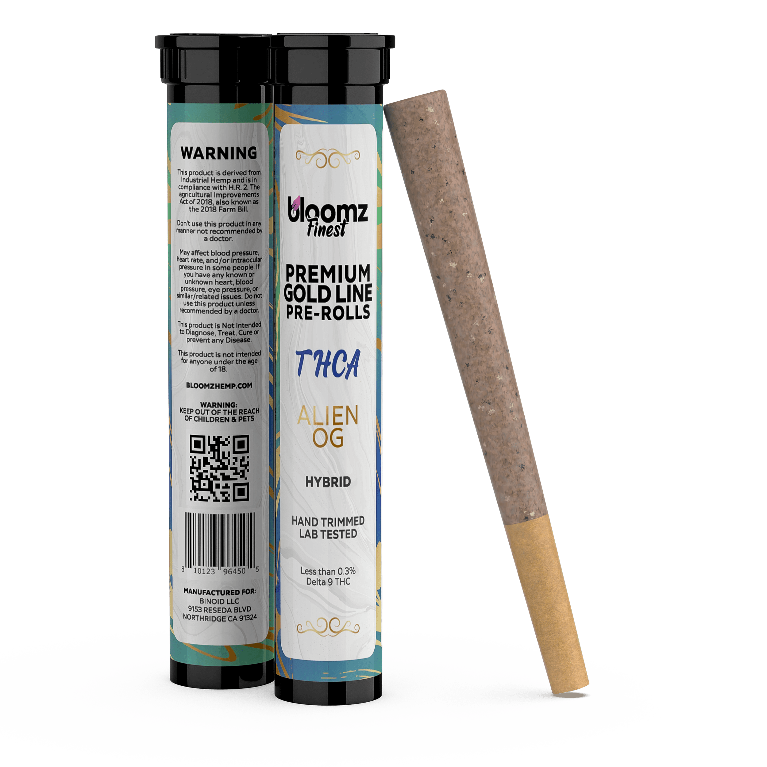 Bloomz Exotic THCA Pre-Rolls Gold Line Alien OG