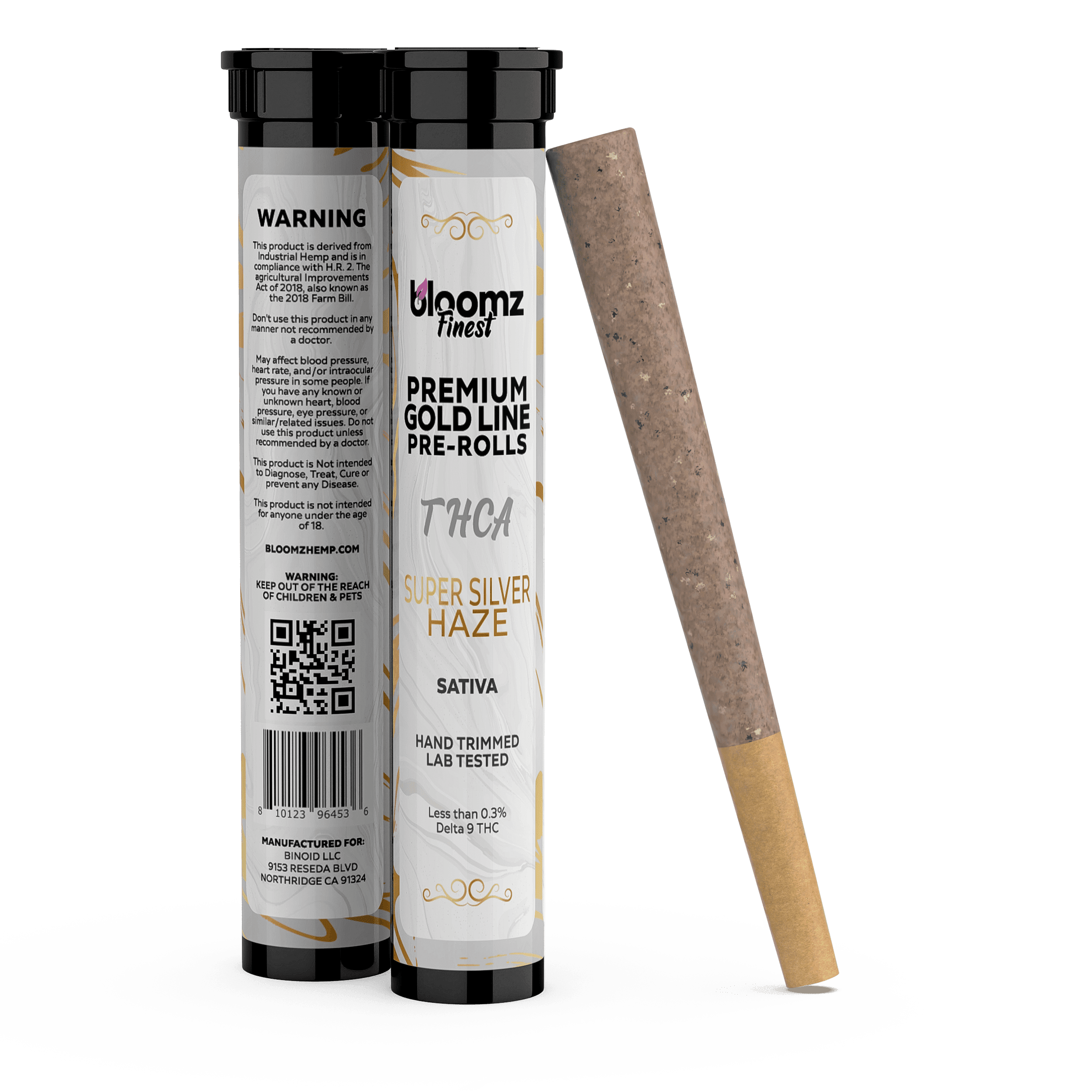 Bloomz Exotic THCA Pre-Rolls Gold Line Super Silver Haze